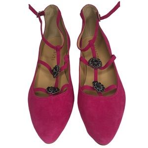 Talbots Suede Jeweled Pointed Toe Flats in Fuchsia Pink Size 7 NEW